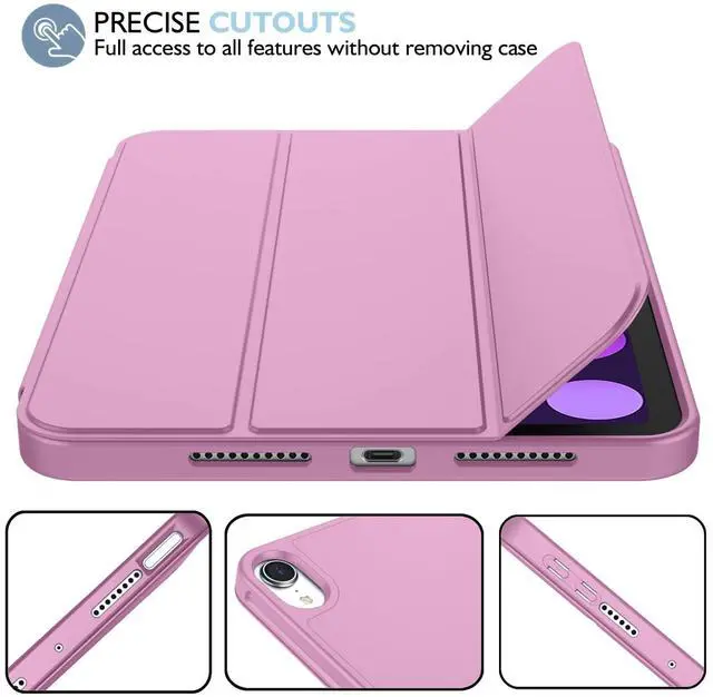 Alt view image 4 of 5 - iMieet iPad Mini 7 Case 2024 (A17 Pro), iPad Mini 6 Case (8.3-Inch,2021 Model), iPad Mini 7th/6th Generation Case with Pencil Holder, Trifold Stand Smart Case with Soft TPU Back,Pastel Violet