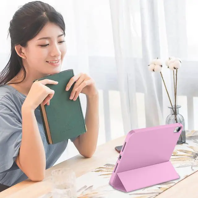 Alt view image 5 of 5 - iMieet iPad Mini 7 Case 2024 (A17 Pro), iPad Mini 6 Case (8.3-Inch,2021 Model), iPad Mini 7th/6th Generation Case with Pencil Holder, Trifold Stand Smart Case with Soft TPU Back,Pastel Violet