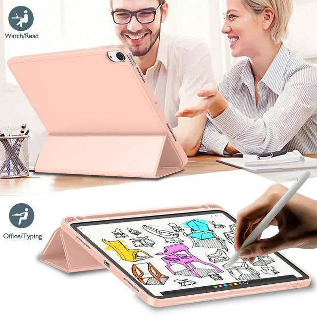 Alt view image 3 of 4 - iMieet iPad Air 11 Inch Case M3(2025) / M2 (2024), iPad Air 5th/4th Generation Case 2022/2020 10.9 Inch with Pencil Holder,Trifold Stand Smart Case with Soft TPU Back(Bisque)
