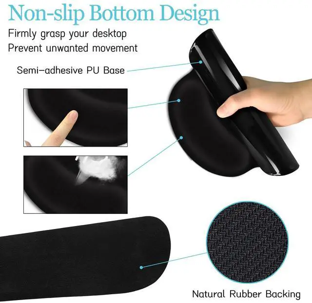 Alt view image 4 of 5 - LIMKRIAN Black Mouse Pad Large Desk Mat Set, Funny Mouse Pad with Wrist Rest Keyboard Wrist Support XXL Mousepad Cup Coaster Set, Cute Office Desk Accessories Decor Supplies But Did You Document It