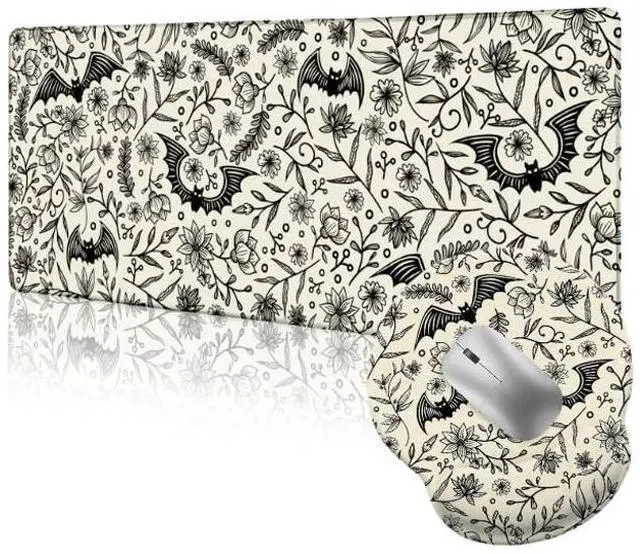 Main image of LIMKRIAN Goth Bat Ergonomic Mouse Pad with Wrist Rest, Extra Large Gaming Computer Mousepad