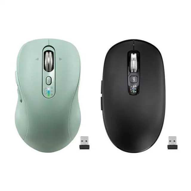 Main image of INFINMIND Wireless Bluetooth Green Mouse Rechargeable+Wireless Bluetooth Black Mouse with 2 Batteries,Multi Device Ergo Computer Mouses,4-Way Super Scrolling,+- 3200 DPI,10 Buttons,Plug&Play,Quiet