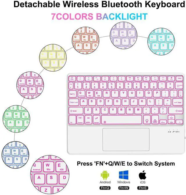 Alt view image 3 of 5 - for iPad Keyboard case 9.7 inch, iPad 6th Gen (2018), iPad 5th Gen (2017), iPad Air 2 (2014), Multi-Touch Trackpad, Detachable Backlit Folio Keyboard Slim Cover with Pencil Holder,Red