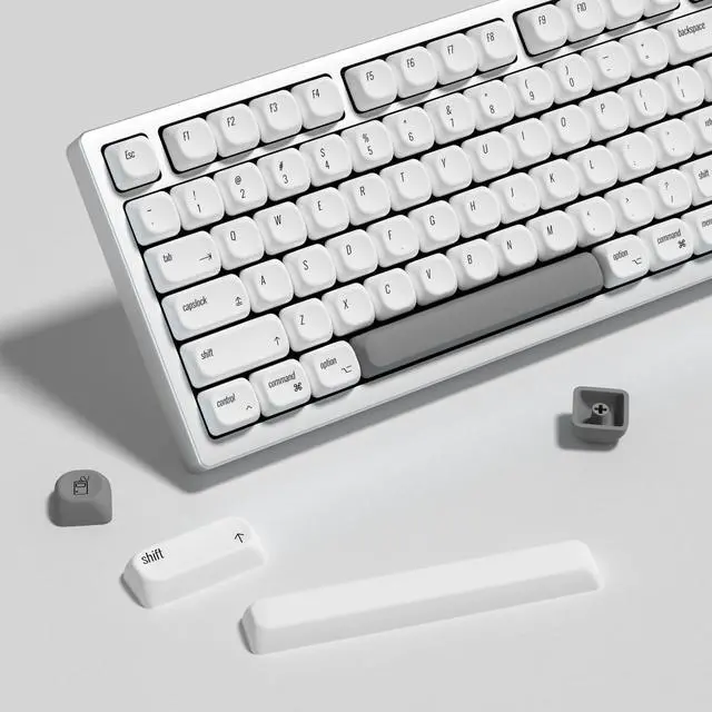 Main image of YMKPVR KBDiy for MAC Style KOA Profile Keycaps 60 Percent,Dye-Sublimation PBT White Custom Keyboard Keycap,138 Keys Cap Set for Cherry Gateron MX Switches Mechanical Keyboards
