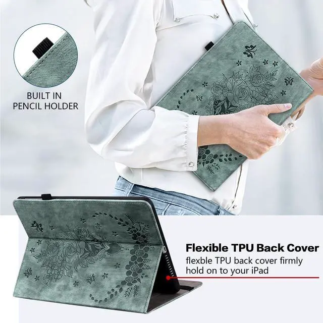 Alt view image 5 of 5 - KEFBWAO Case for All-New  Fire HD 10 and 10 Plus Tablet (13th/11th Generation, 2023/2021 Release) 10.1", Multi-Angle Flip PU Leather Cover with Stylus Holder for Fire HD 10 2023 Case, Green