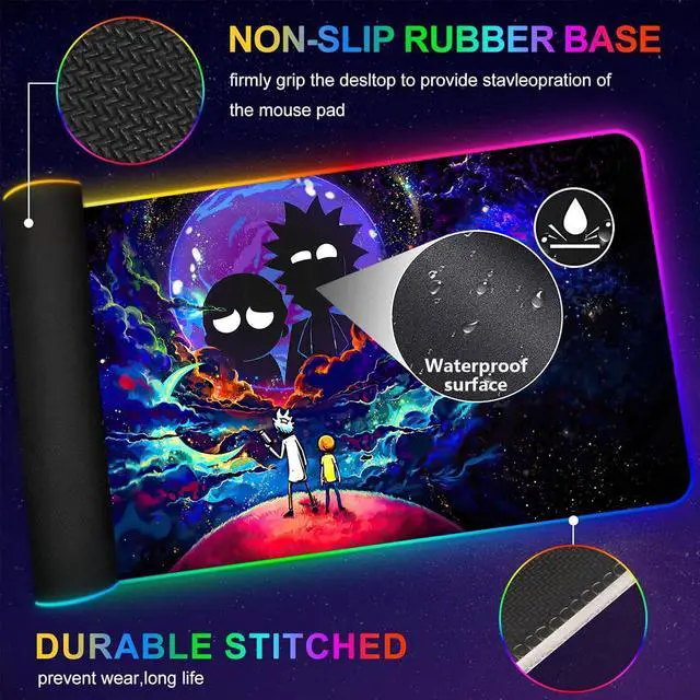 Alt view image 2 of 5 - Large RGB Gaming Mouse Pad Anime Night Sky Space Stars Desk Pad,Mousepad Non-Slip Rubber Base with 12 Lighting Modes,Desk Accessories,Office Decor,Computer Keyboard Mat Soft Mouse Mat 31.5X15.7 inches