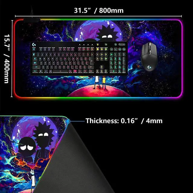 Alt view image 5 of 5 - Large RGB Gaming Mouse Pad Anime Night Sky Space Stars Desk Pad,Mousepad Non-Slip Rubber Base with 12 Lighting Modes,Desk Accessories,Office Decor,Computer Keyboard Mat Soft Mouse Mat 31.5X15.7 inches