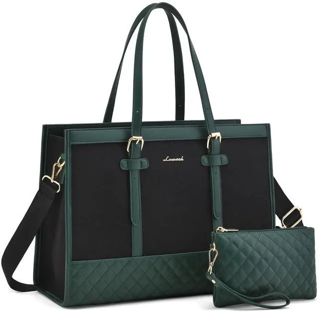 Main image of LOVEVOOK Laptop Bag for Women 15.6 inch Canvas Laptop Tote Bag, Large Capacity Work Bags with Clutch Purse, Computer Bags Office Business Briefcase, Casual Handbag for Travel College Teacher