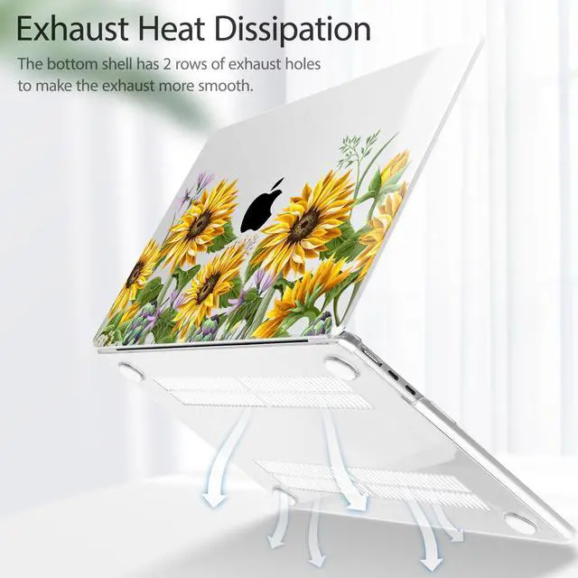Alt view image 5 of 5 - Lepeoac for MacBook Air 13.6 inch Case M4 M3 M2 2025 2024-2022 Release Model A3240 A3113 A2681, Sturdy Plastic Hard Shell Case for MacBook Air M2 13 inch with Touch ID, Sunflowers