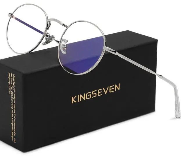 Alt view image 2 of 5 - KINGSEVEN Anti-Blue Light Glasses,Ultra-Light Frame Glasses For Men And Women, Prevent Eye Fatigue And UV Glare (ML4526-2-Silver)