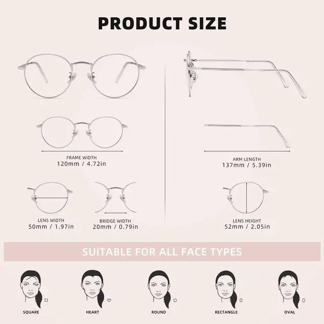 Alt view image 4 of 5 - KINGSEVEN Anti-Blue Light Glasses,Ultra-Light Frame Glasses For Men And Women, Prevent Eye Fatigue And UV Glare (ML4526-2-Silver)