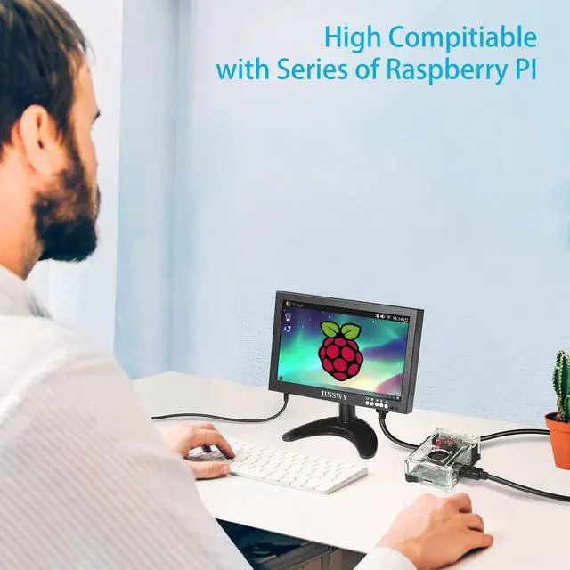 Alt view image 5 of 5 - JINSWY 8" Mini Security Monitor, Portable 1280x720 Metal Screen, HDMI/VGA/AV/BNC Input, Built-in Speakers & Remote, for CCTV Surveillance and Security Systems
