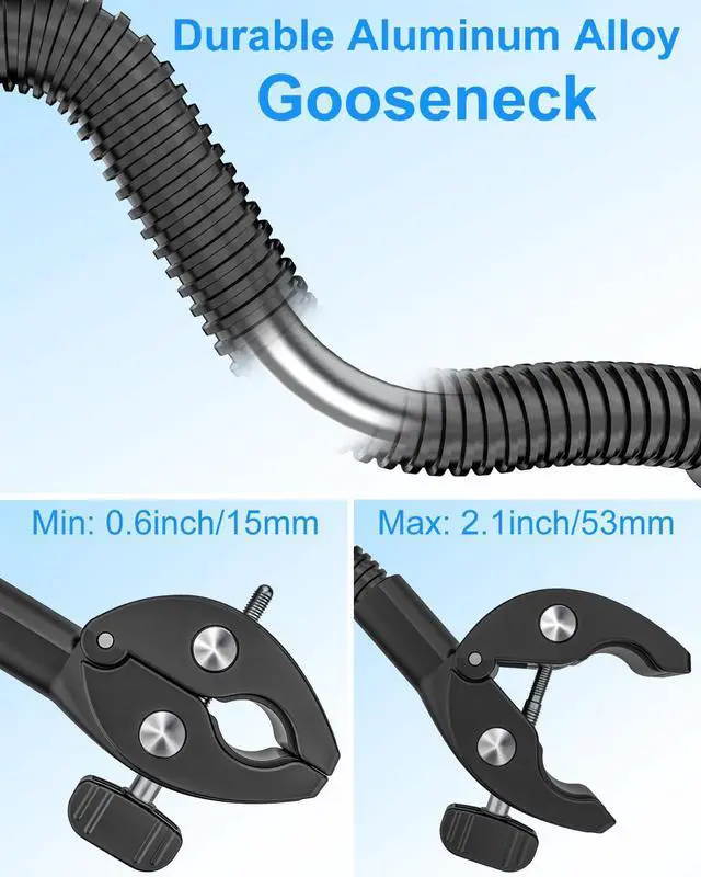 Alt view image 4 of 5 - Kolasels Spin Bike Tablet Holder, Gooseneck Tablet Holder for Wheelchair, Stroller, Indoor Cycling, Gym Bicycle, Treadmill, Mic Stand, Compatible iPad Pro Air Mini, Galaxy Tabs, 4.7-12.9" Tablets