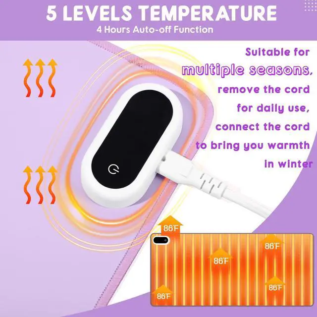 Alt view image 3 of 5 - Konohan Heated Large Desk Mat PU Leather Warm Mouse Pad with 5 Heating Level & 4 Hour Auto Shut-Off Heating Keyboard Pad Warmer Gaming Mouse Pad for Office Home(Purple Color,31.5" X 13")