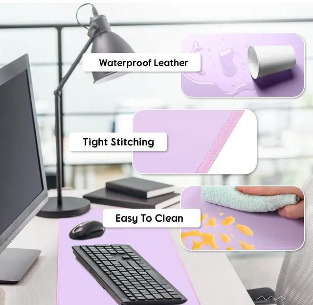 Alt view image 4 of 5 - Konohan Heated Large Desk Mat PU Leather Warm Mouse Pad with 5 Heating Level & 4 Hour Auto Shut-Off Heating Keyboard Pad Warmer Gaming Mouse Pad for Office Home(Purple Color,31.5" X 13")
