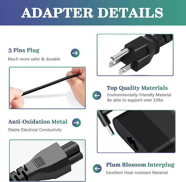 Alt view image 4 of 5 - 150W AC Adapter HP Laptop Charger for HP OMEN by 15 17,Zbook 15 G3 G4 G5 G6,Zbook Studio G3 G4 G5 G6 G7 G8,Fury 15 17 G7 G8 Laptop Power Supply