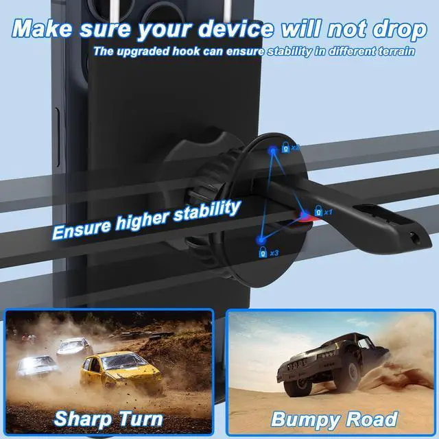 Alt view image 3 of 5 - LYFICCS Car Vent Mount, Upgrade Hook Clip - Vehicle Vent Holder for Thick Cases, Fit for iPad Pro 12.9/Air/Mini, Galaxy Tab, Fire HD and More 4.7-12.9" Tablet & Phone