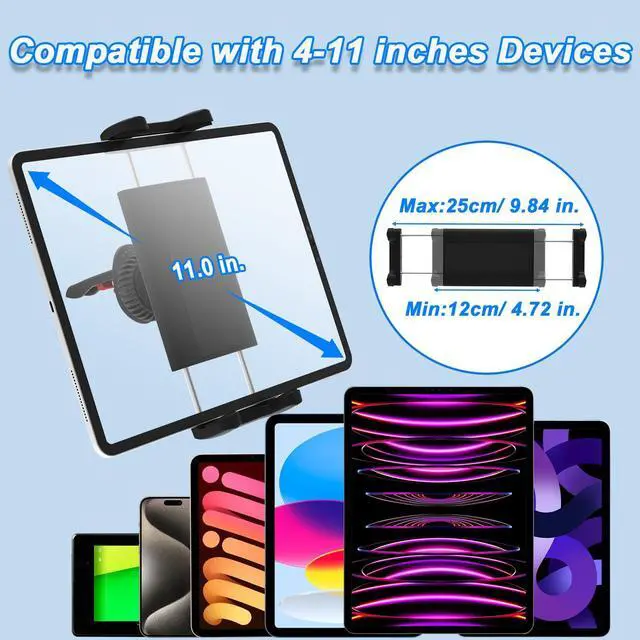 Alt view image 5 of 5 - LYFICCS Car Vent Mount, Upgrade Hook Clip - Vehicle Vent Holder for Thick Cases, Fit for iPad Pro 12.9/Air/Mini, Galaxy Tab, Fire HD and More 4.7-12.9" Tablet & Phone