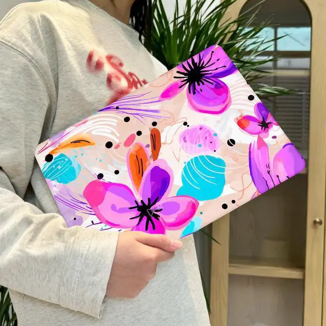 Alt view image 4 of 5 - Lepeoac for MacBook Air 13.6 inch Case M4 M3 M2 2025 2024-2022 Release Model A3240 A3113 A2681, Sturdy Plastic Hard Shell Case for MacBook Air M2 13 inch with Touch ID, Trendy Floral