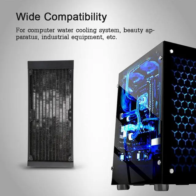 Alt view image 2 of 5 - Joyzan 12 Tube 240mm Aluminium G1/4 Thread Water Cooling Radiator, PC CPU Cooler, Triple Fan Mounts, Heat Exchanger, Liquid Cooling System