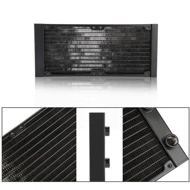Alt view image 4 of 5 - Joyzan 12 Tube 240mm Aluminium G1/4 Thread Water Cooling Radiator, PC CPU Cooler, Triple Fan Mounts, Heat Exchanger, Liquid Cooling System