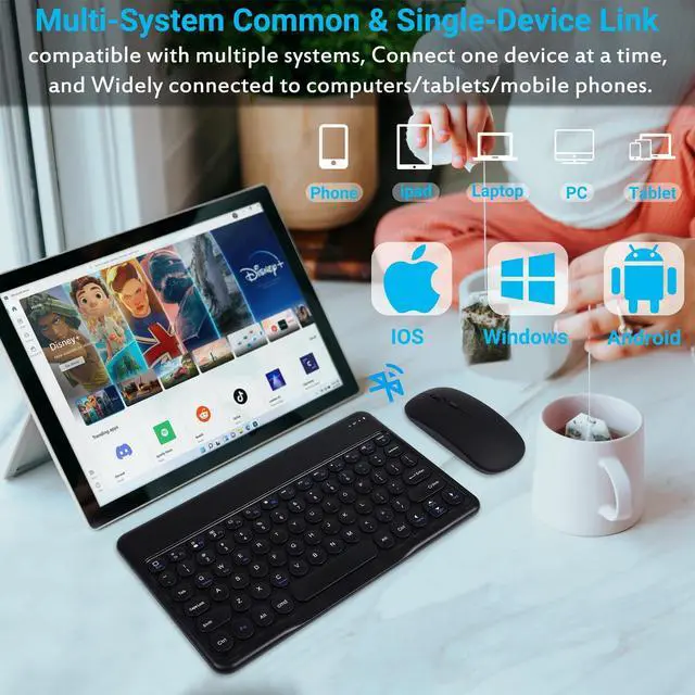 Alt view image 3 of 5 - Bluetooth Keyboard and Mouse Combo for iPad - 9.72" Rechargeable Wireless Keyboard & Mouse, Type-C Charging, Perfect for On-The-Go Professionals(Black)