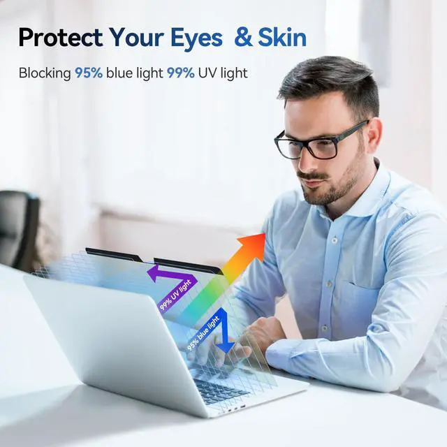 Alt view image 3 of 5 - Magnetic Anti Blue Light Filter for MacBook Air/Pro 13 Inch (2016-2022, M1, M2), Removable MAC 13.3" Computer Film,Glare Laptop Screen Protector with Camera Cover
