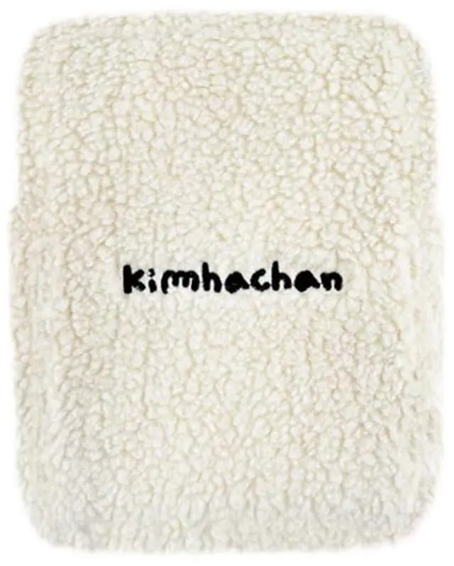 Alt view image 2 of 4 - Kimhachan Pluffy Ha-Chan Tablet Pouch 11 inch - Tablet Sleeve Kindle Pouch Bag Case 9 10 inch E-Readers Embroidered Cute Character Puffy Korean Goods for Women (Ivory)