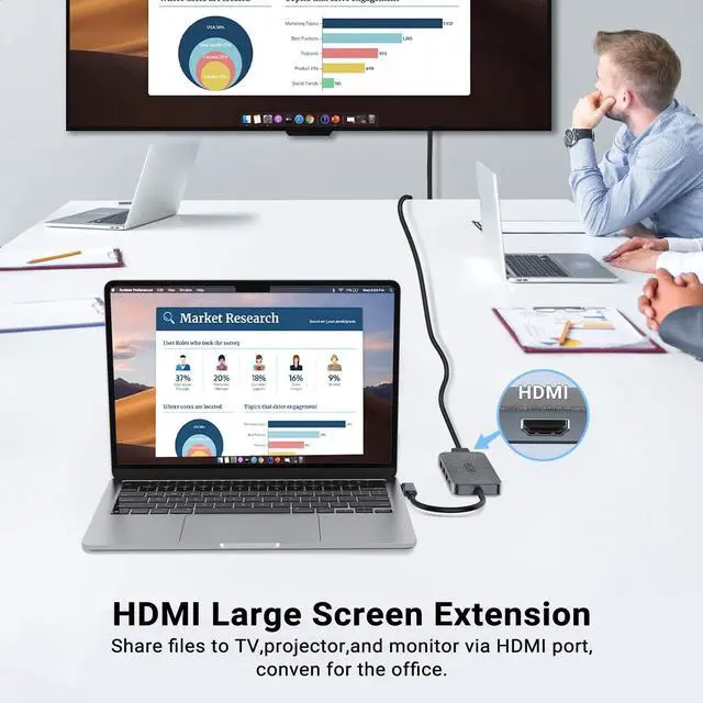Alt view image 3 of 5 - USB C Hub, ZSIMC 7-in-1 Docking Station Multiport Adapter with 4K HDMI, 100W Power Delivery, 3 USB 3.0 Ports, SD/TF Card Reader for MacBook Pro/Air, iPad Pro/Mini 6, Surface and More Type C Laptops