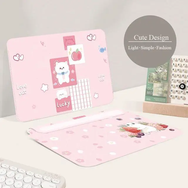 Alt view image 2 of 5 - LALAPOPO Cute Love Cat Laptop Sleeve Bag 13.3-14 Inch, Pink Faux Leather Cover Case for Women Girls, Compatible with MacBook Air 13/MacBook Pro 13, 13inch 13.3-14 Inch