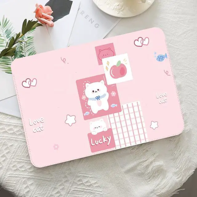 Alt view image 4 of 5 - LALAPOPO Cute Love Cat Laptop Sleeve Bag 13.3-14 Inch, Pink Faux Leather Cover Case for Women Girls, Compatible with MacBook Air 13/MacBook Pro 13, 13inch 13.3-14 Inch