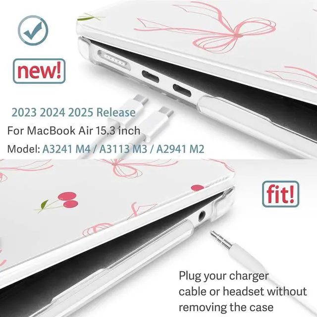 Alt view image 3 of 5 - May Chen Compatible with M4 MacBook Air 15 inch Case 2025 2024 2023 A3241 A3114 M3 A2941 M2 with Liquid Retina Display & Touch ID, Plastic Hard Shell with Keyboard Cover - Bow