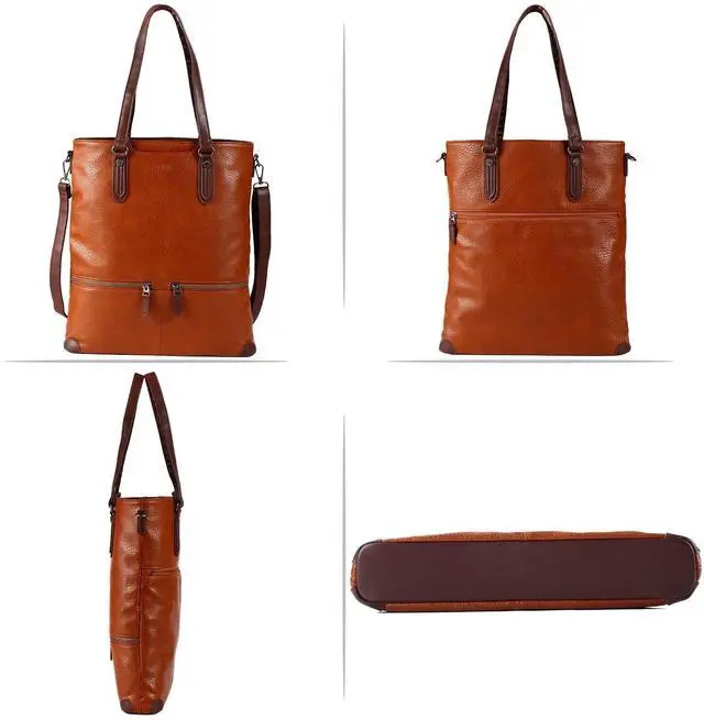 Alt view image 3 of 5 - Laptop Tote Bag, Leather Work Tote for Computer Bag Waterproof Lightweight Shoulder Bag Purse Handbag Crossbody Bag