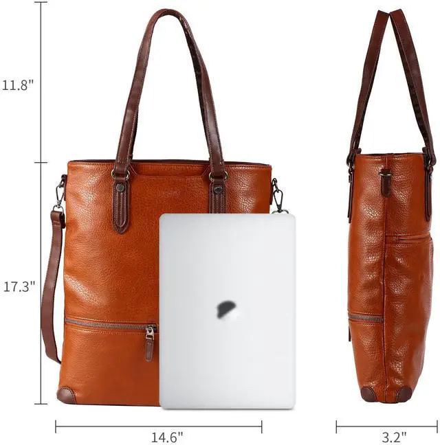 Alt view image 4 of 5 - Laptop Tote Bag, Leather Work Tote for Computer Bag Waterproof Lightweight Shoulder Bag Purse Handbag Crossbody Bag