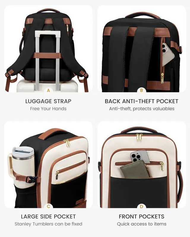 Alt view image 5 of 5 - LOVEVOOK Travel Backpack for Women with Shoes Compartment,50L Personal Item Travel Bag Flight Approved Carry On Backpack with 2 Packing Cubes,Large Casual Weekender Luggage Daypack