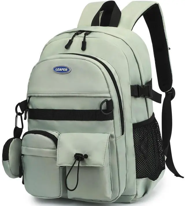 Main image of Leaper School Laptop Backpack for Women: Water Resistant Travel Backpack with Water Bottle Pocket - Laptop Bag for College Work - Lightweight Bookbag for Kids Girls Boys Green