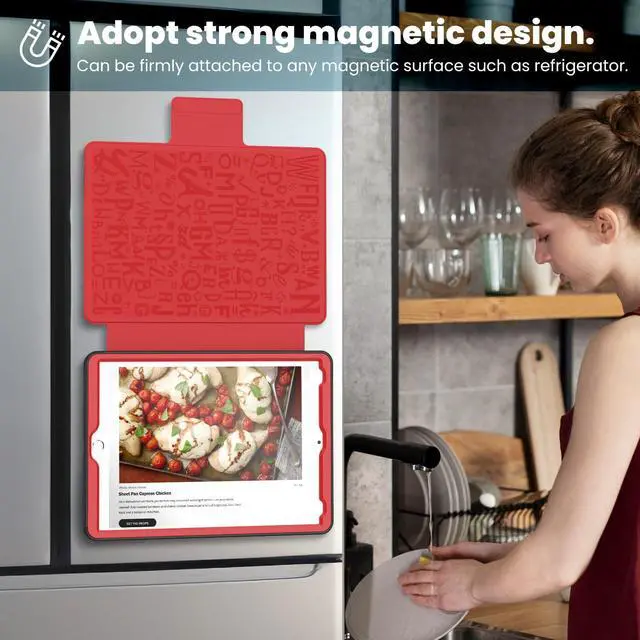 Alt view image 4 of 5 - KAIJIAbox Case for iPad 9th/8th/7th Generation Case 10.2 inch 2021/2020/2019, PU Leather Strong Magnetic Cover with Multi-Angle Magnetic Stand, Pencil Holder, Card Slots, Auto Sleep/Wake, Red