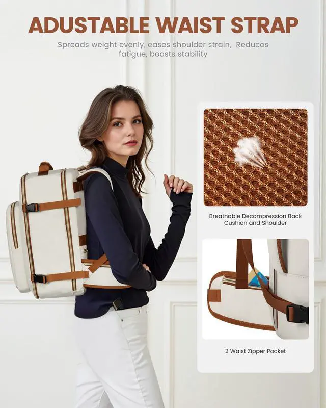 Alt view image 2 of 5 - LOVEVOOK Travel Backpack for Women with Waist Strap,40L Cute Carry on Backpack Travels Essentials Personal Item Backpack for Traveling on Airplane,Large Carry on Luggage Travel Bag Flight Approved