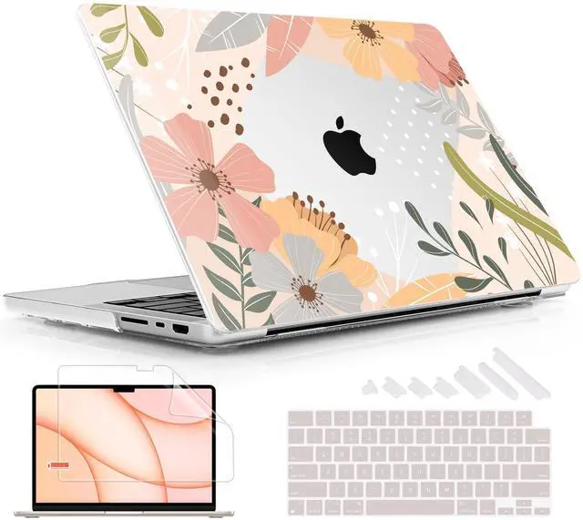 Main image of Lepeoac for MacBook Pro 14 Inch 2024 2023 2022 2021 Release M4 A3112 A3401 A3185 M3 A2918 A2992 M2 A2779 M1 A2442 Pro/Max Chip, Plastic Hard Shell Case with Keyboard Cover, Floral P227
