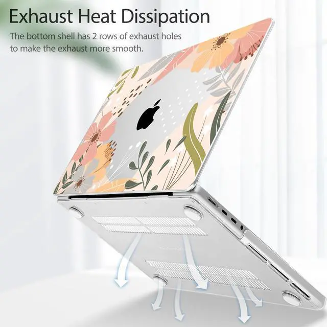 Alt view image 5 of 5 - Lepeoac for MacBook Pro 14 Inch 2024 2023 2022 2021 Release M4 A3112 A3401 A3185 M3 A2918 A2992 M2 A2779 M1 A2442 Pro/Max Chip, Plastic Hard Shell Case with Keyboard Cover, Floral P227