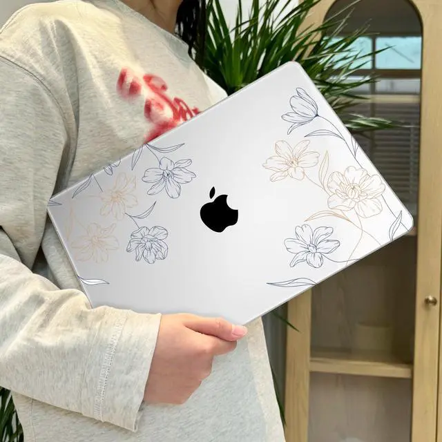 Alt view image 4 of 5 - Lepeoac for MacBook Air 13.6 inch Case M4 M3 M2 2025 2024-2022 Release Model A3240 A3113 A2681, Sturdy Plastic Hard Shell Case for MacBook Air M2 13 inch with Touch ID, Floral P281