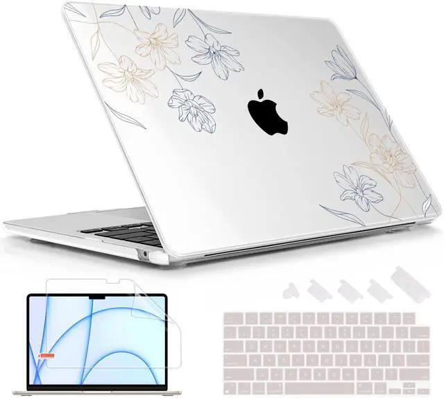 Main image of Lepeoac for MacBook Air 13.6 inch Case M4 M3 M2 2025 2024-2022 Release Model A3240 A3113 A2681, Sturdy Plastic Hard Shell Case for MacBook Air M2 13 inch with Touch ID, Floral P281