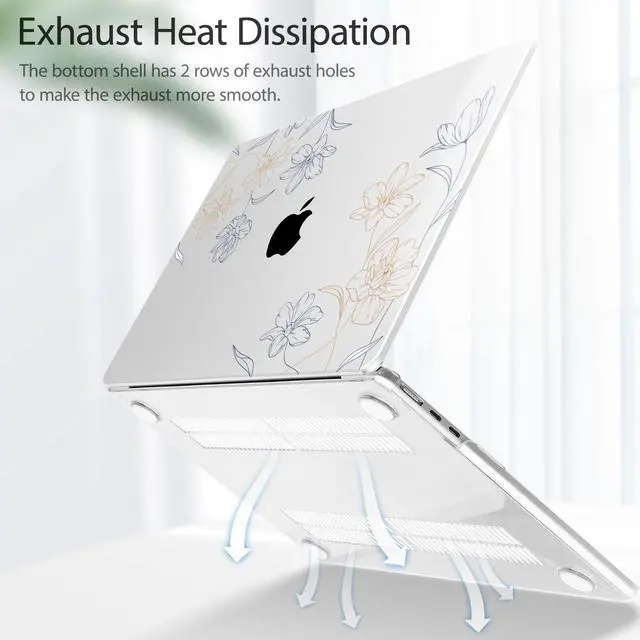 Alt view image 5 of 5 - Lepeoac for MacBook Air 13.6 inch Case M4 M3 M2 2025 2024-2022 Release Model A3240 A3113 A2681, Sturdy Plastic Hard Shell Case for MacBook Air M2 13 inch with Touch ID, Floral P281