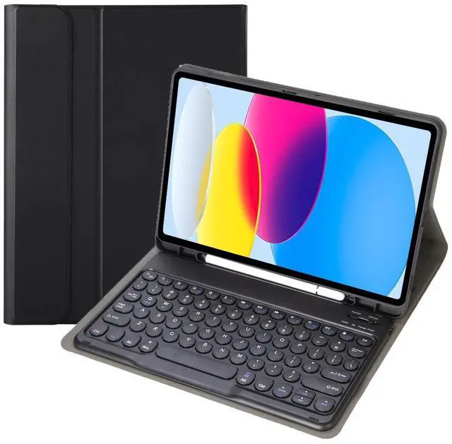 Main image of KcoxdCn Slim Candy Colors Keyboard Case Compatible with iPAD Mini with S Pen Holder, Mutil Angles Stand Cover Detachable Wireless Keyboard (Black, iPad Mini 2 3 4 5 (7.9 inch))