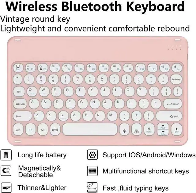 Alt view image 3 of 5 - KcoxdCn Slim Candy Colors Keyboard Case Compatible with iPAD Mini with S Pen Holder, Mutil Angles Stand Cover Detachable Wireless Keyboard (Black, iPad Mini 2 3 4 5 (7.9 inch))