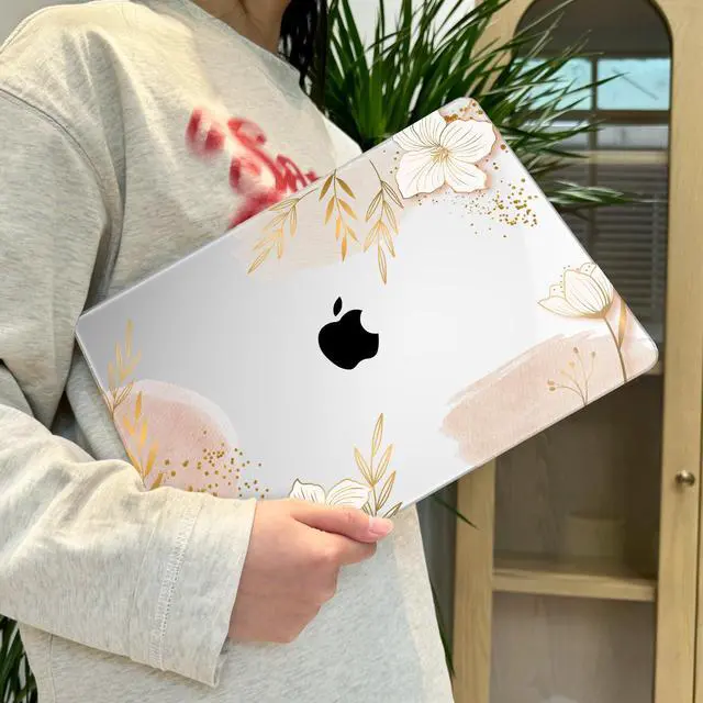 Alt view image 4 of 5 - Lepeoac for MacBook Air 13.6 inch Case M4 M3 M2 2025 2024-2022 Release Model A3240 A3113 A2681, Sturdy Plastic Hard Shell Case for MacBook Air M2 13 inch with Touch ID, Floral P295