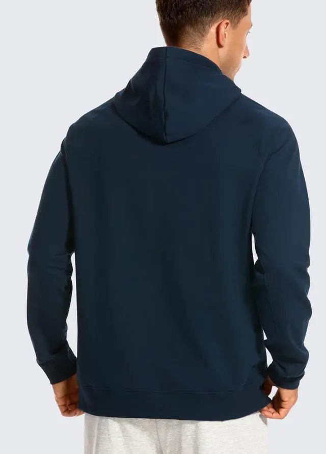 Alt view image 2 of 5 - CRZ YOGA Hoodies for Men French Terry Hooded Sweatshirts Workout Athletic Casual Pullover Tops with Pocket True Navy X-Large
