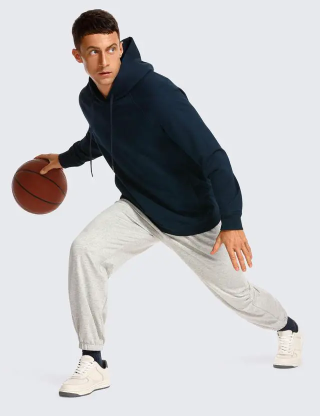 Alt view image 3 of 5 - CRZ YOGA Hoodies for Men French Terry Hooded Sweatshirts Workout Athletic Casual Pullover Tops with Pocket True Navy X-Large