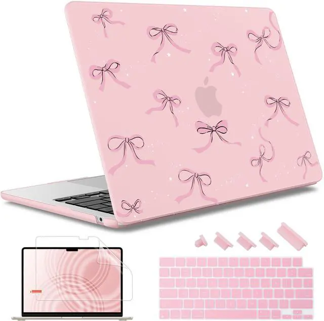 Main image of May Chen for M4 MacBook Air 15 inch Case A3241 A3114 M3 A2941 M2 2025 2024 2023 Release, Plastic Hard Shell for MacBook Air 15.3" with Retina Dispaly Fits Touch ID, Chalk Pink Bow