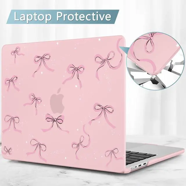 Alt view image 5 of 5 - May Chen for M4 MacBook Air 15 inch Case A3241 A3114 M3 A2941 M2 2025 2024 2023 Release, Plastic Hard Shell for MacBook Air 15.3" with Retina Dispaly Fits Touch ID, Chalk Pink Bow